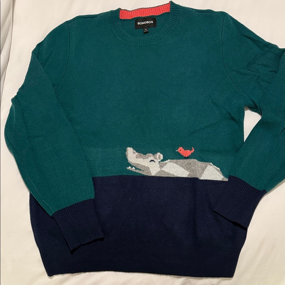 Bonobos medium Teal and Navy Crewneck Sweater